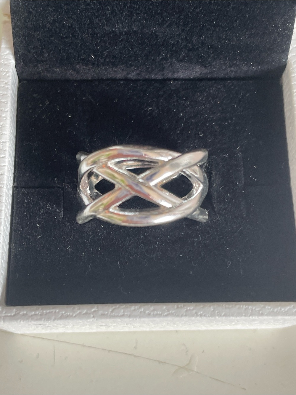 Sterling Silver Open Weave Statement Ring - Silver